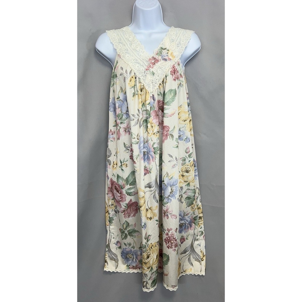 Vintage Shadowline Nightgown Floral Women's Sz Small Made USA